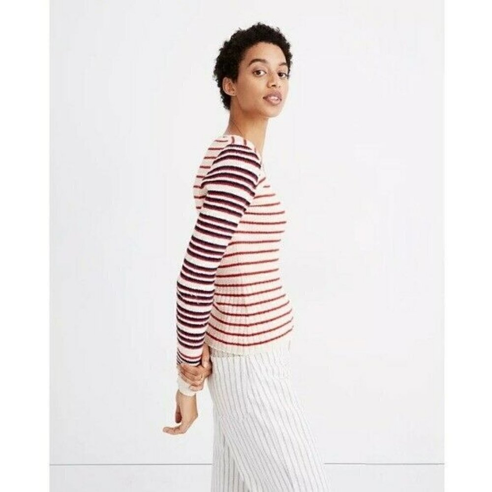 Madewell Stillman Pullover Sweater in Stripe Mix Small